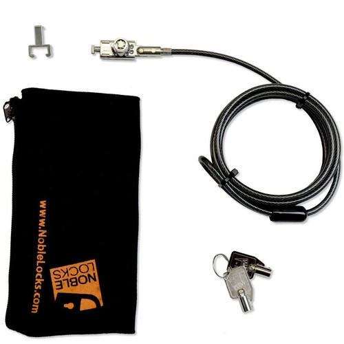 Noble NG04T Compact T-Bar Lock with Barrel Key - 5.9 ft (1.80 m) Cable - Patented T-bar/Keyed Alike - Silver - Stainless Steel, PVC - (Fleet Network)