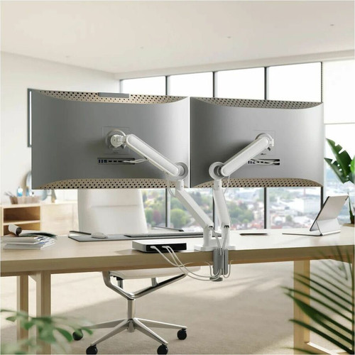Alogic C32GMA2 Glide Dual Monitor Mounting Arm - White - Supports 2 Displays 17" to 35" - VESA 75 x 75/100 x 100