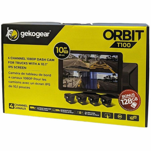 GekoGear Orbit T100 4 Channel 1080P Dash Cam For Trucks With a 10.1" IPS Screen (ORBIT T100)