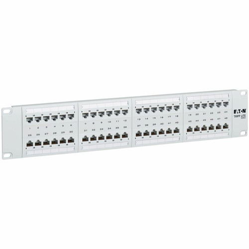 Tripp Lite series N252-P48-WH Network Patch Panel - 48 Port(s) - 48 x RJ-45 - 2U High - Category 6, Category 5e, Category 5 - White - (Fleet Network)