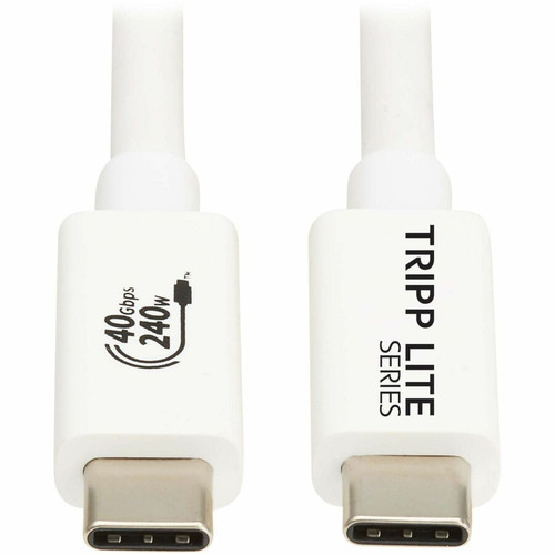 Tripp Lite series USB4 40Gbps Cable (M/M) - USB-C, 8K 60 Hz, 240W PD Charging, White, 1 m (3.3 ft) - 3.3 ft (1 m) USB4 Data Transfer - (U521-1P0M-WH)