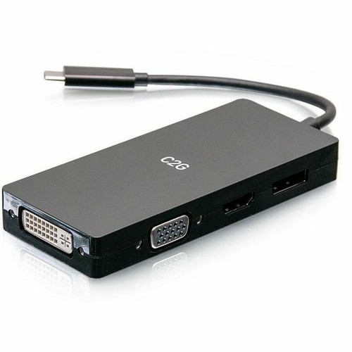 C2G USB-C&reg; Multiport Adapter, 4-in-1 Video Adapter with HDMI&reg;, DisplayPort™, DVI, and VGA - 4K 60Hz - for Desktop PC, - (C2G54454)