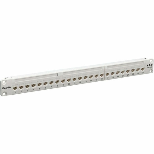 Tripp Lite series N254-024-6A-WH 24-Port Cat6a Feed-Through Patch Panel - 24 Port(s) - 24 x RJ-45 - 1U High - Category 6a - Twisted - (Fleet Network)