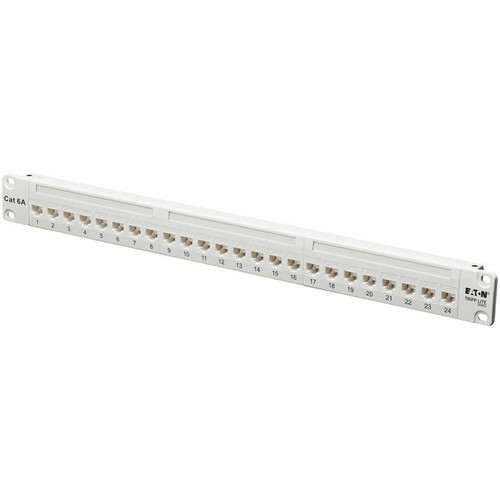 Tripp Lite series N254-024-6A-WH 24-Port Cat6a Feed-Through Patch Panel - 24 Port(s) - 24 x RJ-45 - 1U High - Category 6a - Twisted - (N254-024-6A-WH)