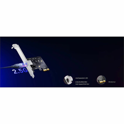 Cudy 2.5 Gbps PCI-E Ethernet Adapter - PCI Express 2.1 x1 - 2.50 Gbit/s Data Transfer Rate - 1 Port(s) - 1 - Twisted Pair - Bracket - (PE25)