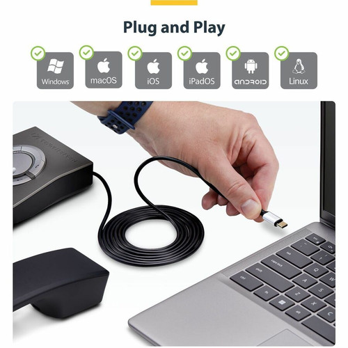 StarTech. com UR9-HEADSET-ADAPTER USB-C to RJ9 Adapter for Office Phone Handset or Wired/Wireless Headset - 6ft (1. 8m) Black