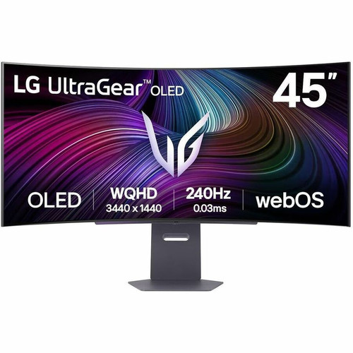 LG UltraGear 45GX90SA-B 45" Class UW-QHD Curved Screen Gaming OLED Monitor - 21:9 - Black - 44.5" Viewable - OLED - 3440 x 1440 - - - (Fleet Network)