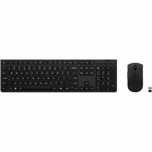 Lenovo Professional Wireless Rechargeable Combo Keyboard and Mouse -US English - USB Type A Scissors Wireless Bluetooth/RF 2.40 GHz - (Fleet Network)