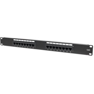 Intellinet Patch Panel, Cat6, UTP, 16-Port, 1U, Black - 16 Port(s) - 16 x RJ-45 - 1U High - 19" Wide - Rack-mountable (Fleet Network)