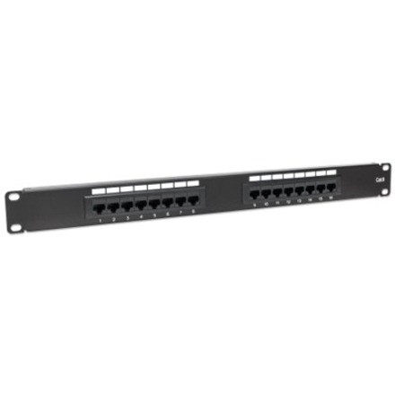 Intellinet Patch Panel, Cat6, UTP, 16-Port, 1U, Black - 16 Port(s) - 16 x RJ-45 - 1U High - 19" Wide - Rack-mountable (519526)