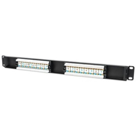 Intellinet Patch Panel, Cat6, UTP, 16-Port, 1U, Black - 16 Port(s) - 16 x RJ-45 - 1U High - 19" Wide - Rack-mountable (519526)