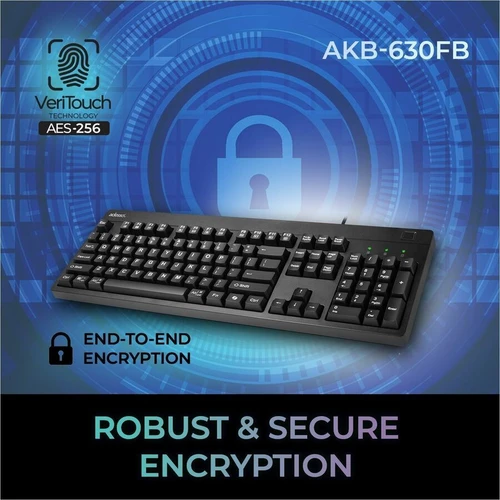 Adesso AKB-630FB-TAA EasyTouch Keyboard - Full-size USB Wired - 104 Keys - Membrane - Fingerprint Reader - TAA Compliant