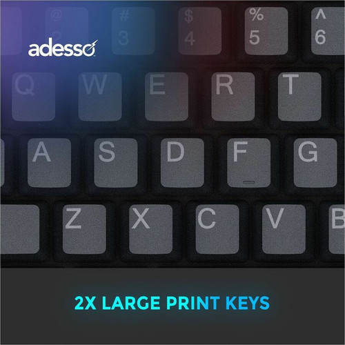 Adesso EASYTOUCH 130 Full-Size Wired Mechanical Keyboard - Brown Switch - 104 Keys - RGB LED Backlight - CoPilot AI Hotkey - USB