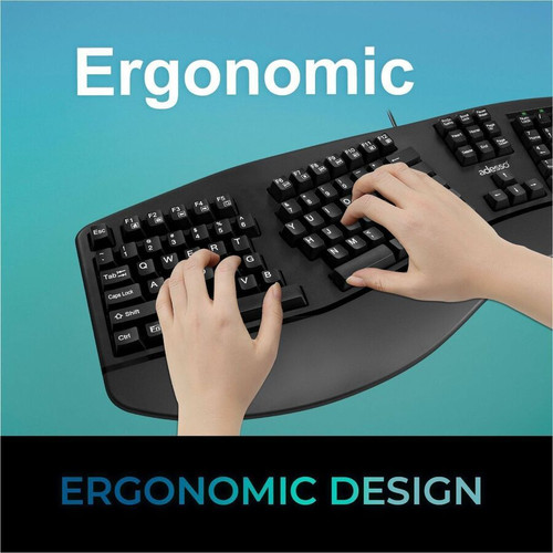 Adesso EASYTOUCH 150 Keyboard - USB Wired - 104 Keys - CHERRY MX Brown Switches - CoPilot Hot Keys - Illuminated Ergonomic - English (US)