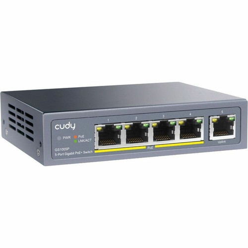 Cudy GS1005P Ethernet Switch - 5 Ports - Gigabit Ethernet - 10Base-T, 100Base-TX, 1000Base-T - 2 Layer Supported - 60 W PoE Budget - - (Fleet Network)
