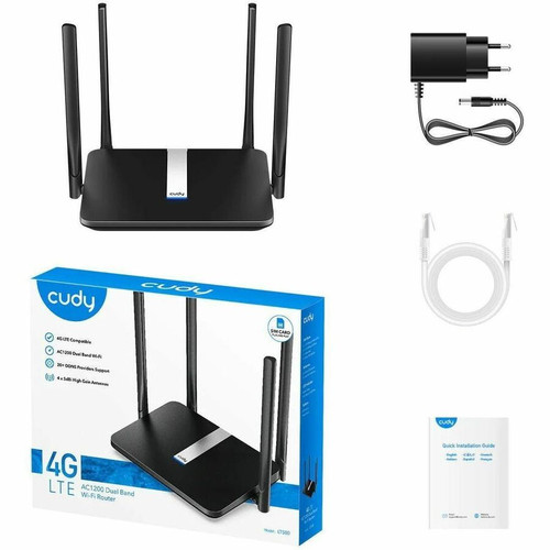Cudy LT500 Wi-Fi 5 IEEE 802.11a/b/g/n/ac Ethernet, Cellular Wireless Router - 4G - LTE - Dual Band - 4 x Antenna(4 x External) - 150 - (LT500)