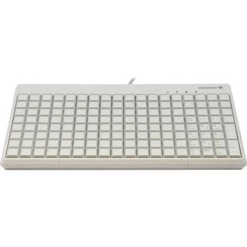 CHERRY G86-63400 POS Keyboard - 142 Keys - QWERTY Layout - 142 Relegendable Keys - Magnetic Stripe Reader - USB - Light Gray (Fleet Network)