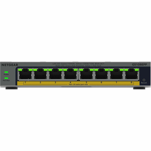 Netgear Business 8 Port Manageable Gigabit Ethernet Switch With 3 Layer Support Supported Ports W GS108EPP-100NAS