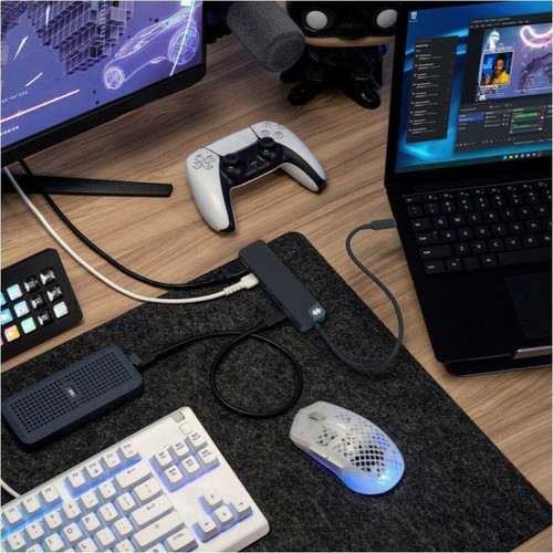Hyper HyperDrive Flex 5 Port USB-C Hub - for Monitor, Notebook, Tablet PC, Hard Drive, Keyboard - Charging Capability - USB Type C - 2 (HD4101BKGL)