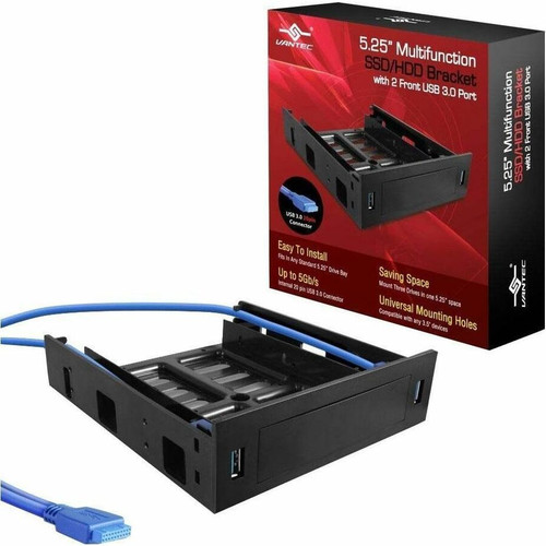 Vantec HDA-502H Drive Bay Adapter for 5.25" - USB 3.0 Host Interface Internal - Black - Hot Swappable Bays - 1 x HDD Supported - 1 x - (Fleet Network)