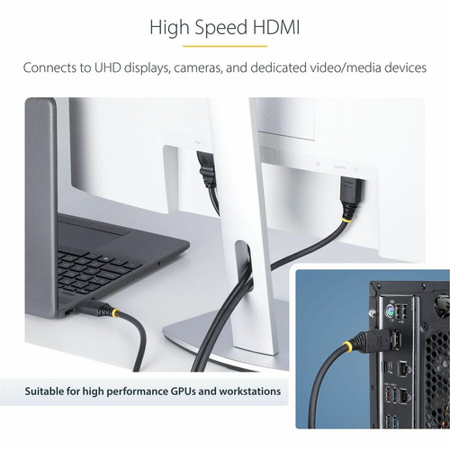 StarTech. com HDMI2-CABLE-4K60-30C High Speed HDMI 2. 0 Cable - 1ft - 0. 3m - 18Gbps - 4K 60Hz/1440p 144Hz - HDR10 - Gold-Plated - TPE Jacket - Black