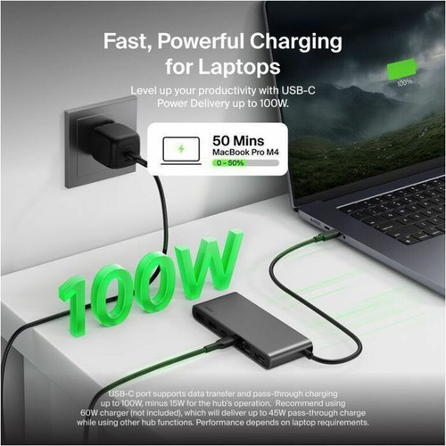 Belkin INC024fqSGY Connect 8-Port USB-C Hub - 2.5Gb Ethernet - 4K@60Hz HDMI - 100W PD - Space Gray