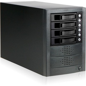 RAIDage JAGE5BT4HDBK Drive Enclosure 12Gb/s SAS, SATA/600 - Mini-SAS HD Host Interface Tower - Black - Hot Swappable Bays - 4 x HDD - (Fleet Network)