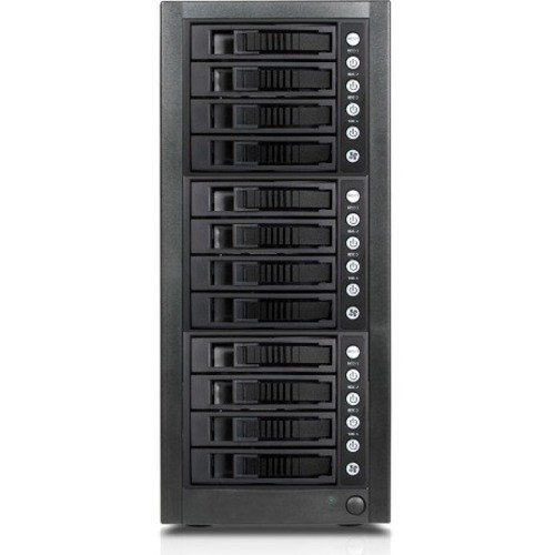 RAIDage JAGE9BT12HDBK Drive Enclosure 12Gb/s SAS, SATA/600 - Mini-SAS HD Host Interface Tower - Black - Hot Swappable Bays - 12 x HDD (Fleet Network)