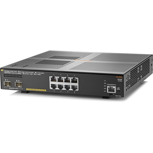 HPE Aruba 2930F 8G PoE+ 2SFP+ Switch - 8 Ports - Manageable - 10 Gigabit Ethernet, Gigabit Ethernet - 10/100/1000Base-T, 10GBase-X - 3 (JL258A)