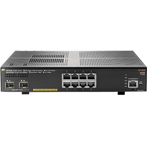 HPE 2930F 8G PoE+ 2SFP+ Switch - 8 Ports - Manageable - Gigabit Ethernet, 10 Gigabit Ethernet - 10/100/1000Base-T, 10GBase-X - 3 Layer (Fleet Network)