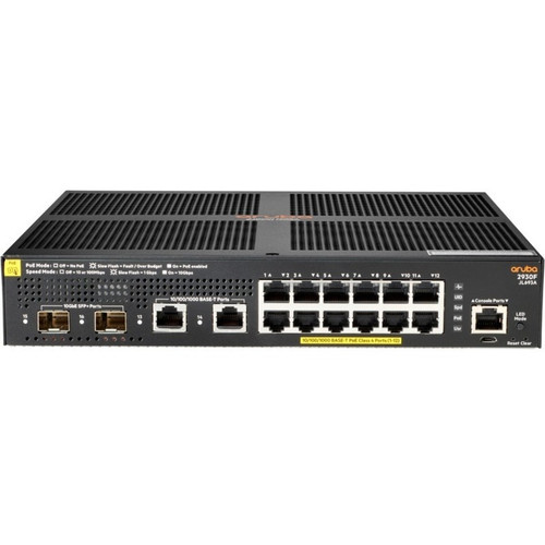 HPE JL693A#ACD 2930F 12G PoE+ 2G/2SFP+ Switch - 14 Port Managed Layer 3 Gigabit/10GbE with 139W PoE Budget - SFP+ Uplinks - 1U Rack-Mountable