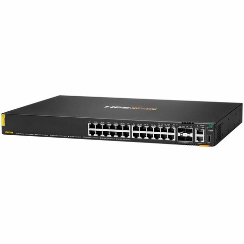 Aruba JL725B#AKJ CX 6200F 24-Port Gigabit PoE+ Switch - 4 SFP+ Uplinks - 370W PoE Budget - Layer 3 Managed - 1U Rack-Mountable