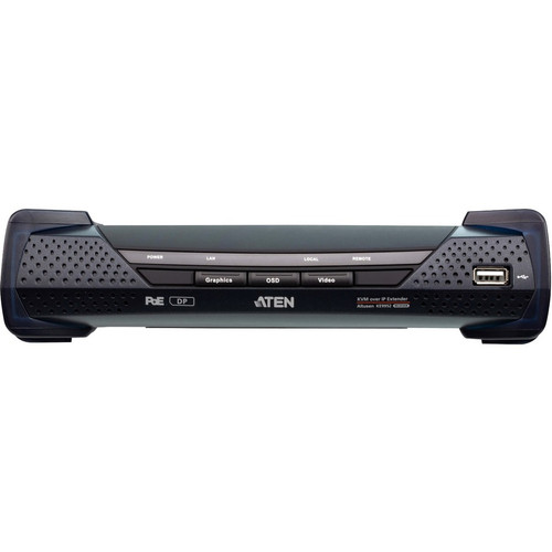 ATEN 4K DisplayPort Single Display KVM over IP Receiver with PoE - 1 Local User(s) - 4K - 3840 x 2160 Maximum Video Resolution - 2 x - (Fleet Network)