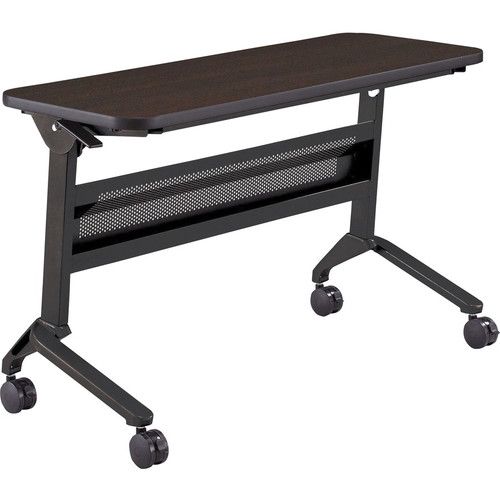 Safco Flip-N-Go Rectangular Training Table - Mocha Rectangle Top - Black Base - 150 lb (68.04 kg) Capacity - 48" (1219.20 mm) Table x (Fleet Network)