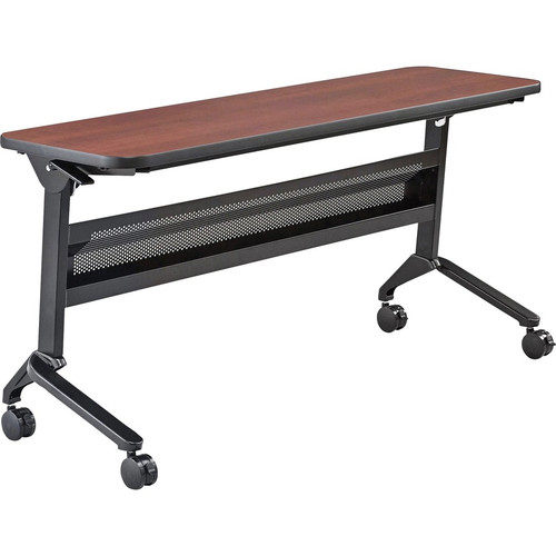 Safco Flip-N-Go Rectangular Training Table - Biltmore Cherry Rectangle Top - Black Base - 150 lb (68.04 kg) Capacity - 60" (1524 mm) x (Fleet Network)