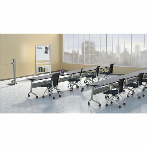 Safco LF1860TSLCRM Flip-N-Go Rectangular Training Table - Biltmore Cherry Top - Black Base - 60" x 18" - 150 lb Capacity