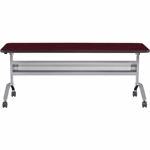 Mayline Flip-N-Go 24 x 72" Rectangular Training Table, LPL - Regal Mahogany Rectangle Top - Silver Base - 150 lb (68.04 kg) Capacity - (Fleet Network)
