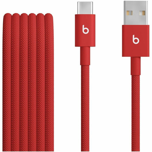 Beats by Dr. Dre USB-A to USB-C Woven Cable (1.5 m / 5 ft.) - Rapid Red - 4.9 ft (1.50 m) USB-C/USB-A Data Transfer Cable for iPhone, (Fleet Network)