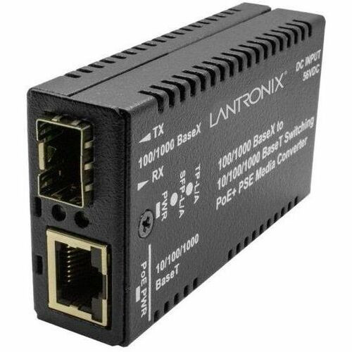 Lantronix M/GE-PSW-PSE-01 Transceiver/Media Converter - 1 x Network (RJ-45) - 1x PoE+ (RJ-45) Ports - Gigabit Ethernet - - 0.10 km - x (Fleet Network)