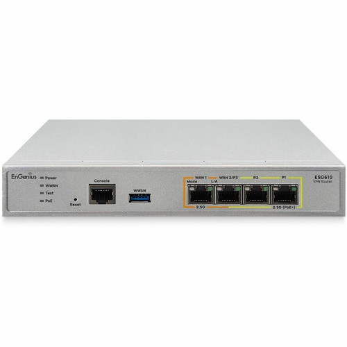 EnGenius ESG610 Router - 4 Ports - 3 RJ-45 Port(s) - 1 WAN Port(s) - PoE Ports - Management Port - Slots8 GB - 2.5 Gigabit Ethernet - (Fleet Network)
