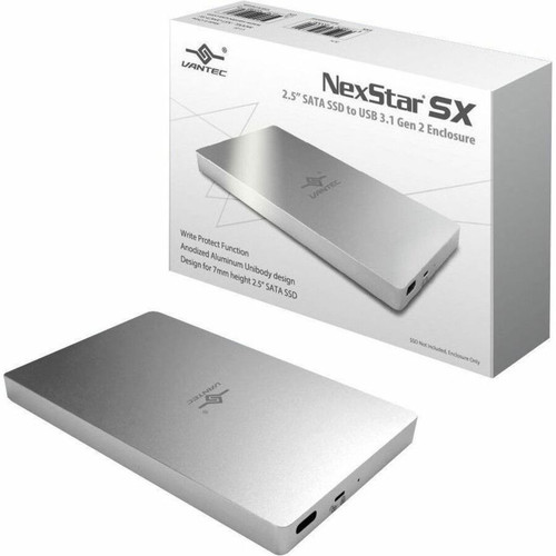 Vantec Nexstar SX NST-204C3-SV Drive Enclosure Serial ATA - USB 3.1 (Gen 2) Type C Host Interface - UASP Support Portable - 1 x SSD - (Fleet Network)