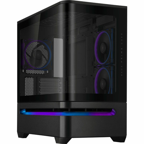 Asus Prime AP202 ARGB Computer Case - Black - Tempered Glass - 2 x Bay - 3 × 120mm Fan(s) Installed - Micro ATX, Mini ITX Motherboard (Fleet Network)