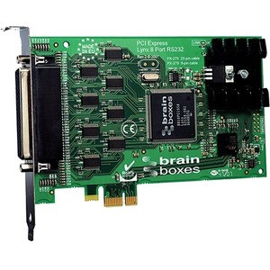 Brainboxes 8 Port RS232 PCI Express Serial Card 9 Pin Connectors - PCI Express x1 - 8 x DB-9 RS-232 - Serial, Via Cable - Plug-in Card (Fleet Network)