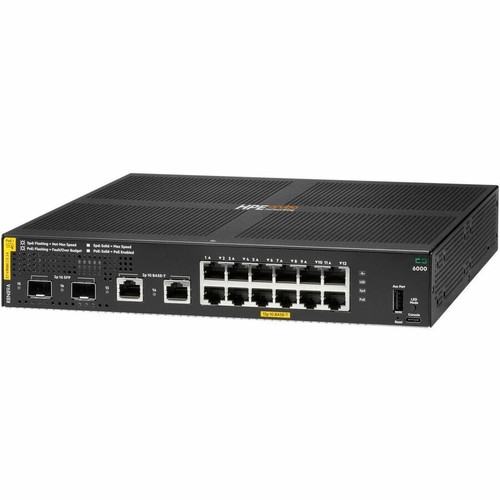 Aruba 6000 12G Class4 PoE 2G/2SFP 139W Switch - 12 Ports - Manageable - Gigabit Ethernet - 10/100/1000Base-T, 1000Base-X - 3 Layer - 2 (R8N89A#ACD)