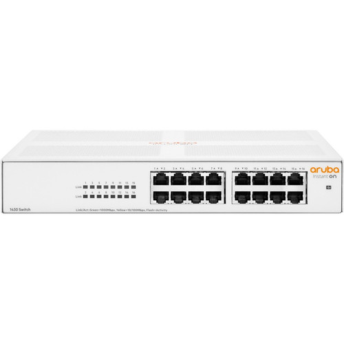 HPE Instant On 1430 16G Switch - 16 Ports - Gigabit Ethernet - 10/100/1000Base-T - 2 Layer Supported - 7.90 W Power Consumption - Pair (Fleet Network)