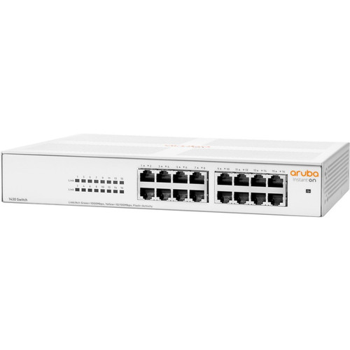 HPE Instant On 1430 16G Switch - 16 Ports - Gigabit Ethernet - 10/100/1000Base-T - 2 Layer Supported - 7.90 W Power Consumption - Pair (R8R47A#ACC)