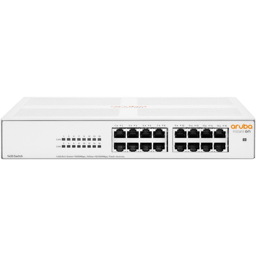 HPE Instant On 1430 16G Switch - 16 Ports - Gigabit Ethernet - 10/100/1000Base-T - 2 Layer Supported - 7.90 W Power Consumption - Pair (R8R47A#ARE)