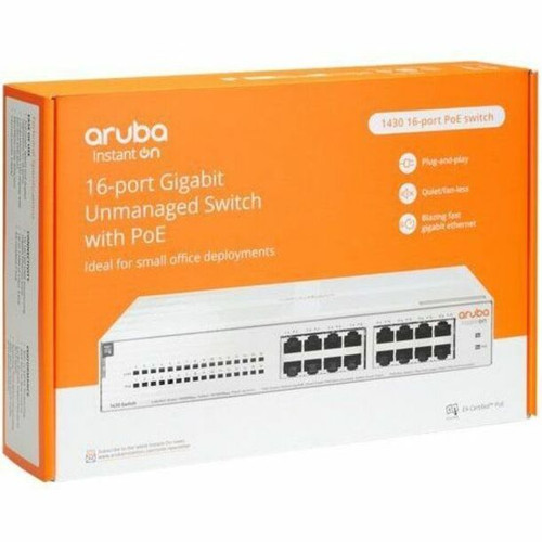 HPE Instant On 1430 16G Class4 PoE 124W Switch - 16.0 Ports - Gigabit Ethernet - 10/100/1000Base-T - 2 Layer Supported - 147 W Power - (R8R48A#ABB)