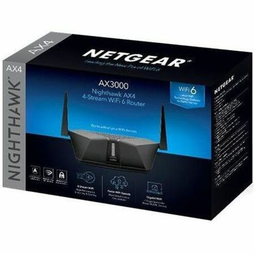 Netgear RAX35-100CNS Nighthawk RAX35 Dual-Band Wi-Fi 6 Wireless Router - 4x Gigabit LAN - 1x WAN - 2x Antennas - 384 MB/s - Triple-Core 1. 5 GHz
