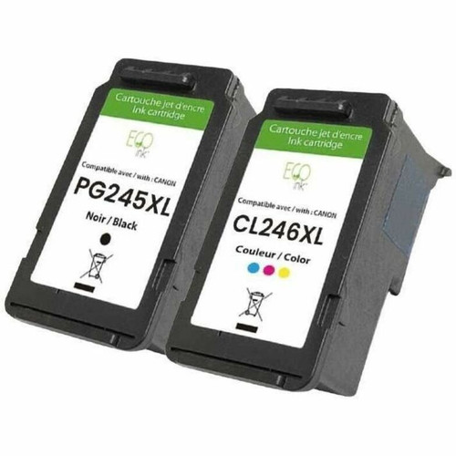 Compatible Eco Ink Remanufactured Inkjet Cartridge Replacement For Canon PG245XL C246XL CMYK 1 Pack Pages Jet RCA245-246XL